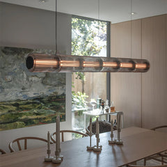 Modern Smoked Glass Linear Pendant Light