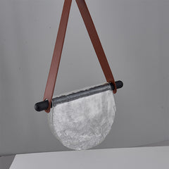 Lámpara Colgante Moderna de Cuero y Cristal