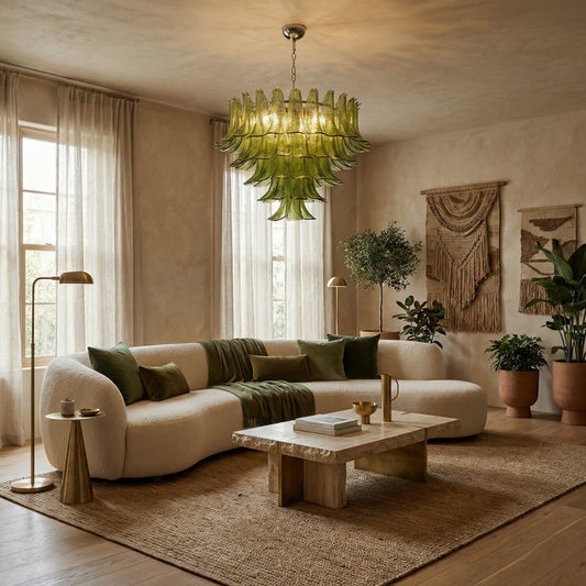 Green Leaf Glass Chandelier