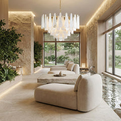 Elegant Marble Copper Chandelier