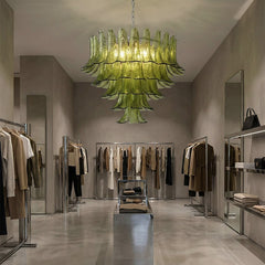 Green Leaf Glass Chandelier