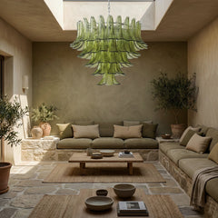 Green Leaf Glass Chandelier