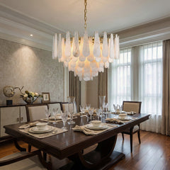 Elegant Marble Copper Chandelier