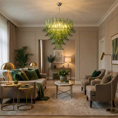 Green Leaf Glass Chandelier