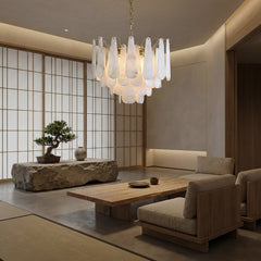 Elegant Marble Copper Chandelier