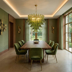Green Leaf Glass Chandelier
