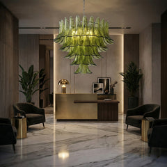 Green Leaf Glass Chandelier