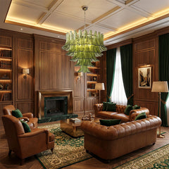 Green Leaf Glass Chandelier