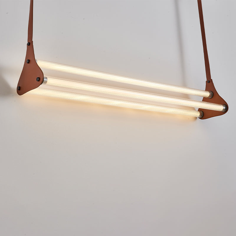 Modern Leather Linear Pendant Light