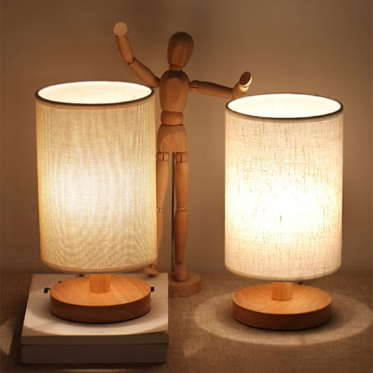 Natural Wood Rattan Table Lamp