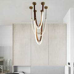 Modern Leather LED Loop Pendant Light