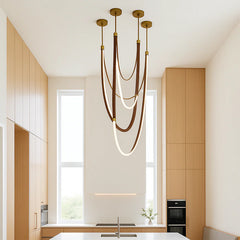 Modern Leather LED Loop Pendant Light