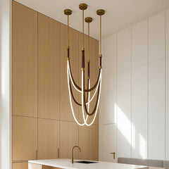 Modern Leather LED Loop Pendant Light