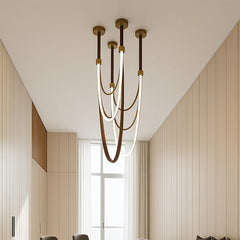 Modern Leather LED Loop Pendant Light