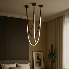 Modern Leather LED Loop Pendant Light