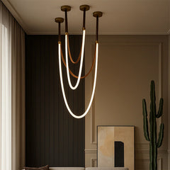 Modern Leather LED Loop Pendant Light