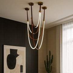 Modern Leather LED Loop Pendant Light