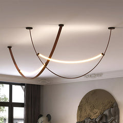 Modern Leather LED Loop Pendant Light