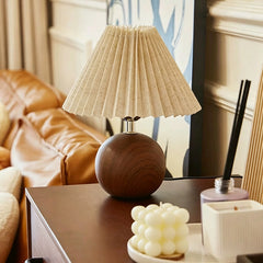 Modern Pleated Wood Table Lamp