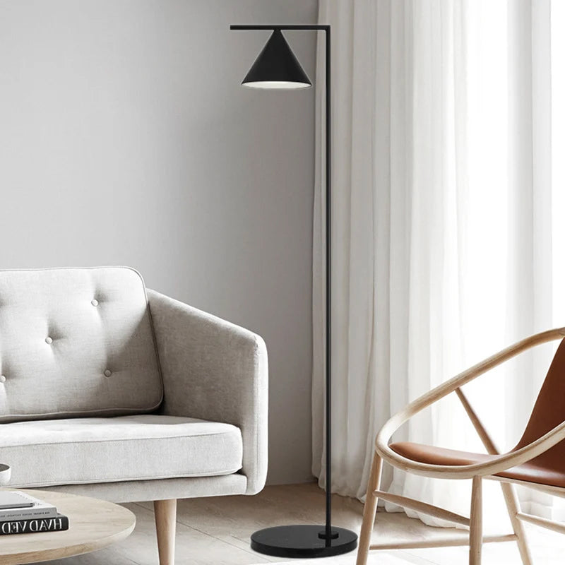 Geometric Shade Marble Base Floor Lamp
