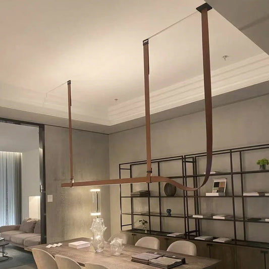 Modern Leather LED Linear Pendant Light