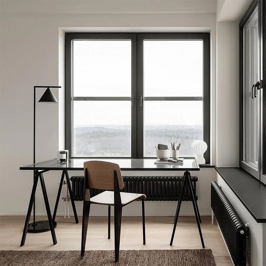 Geometric Shade Marble Base Floor Lamp