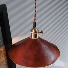 Genuine Leather & Brass Pendant Light