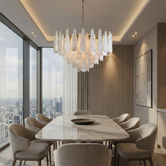 Elegant Marble Copper Chandelier