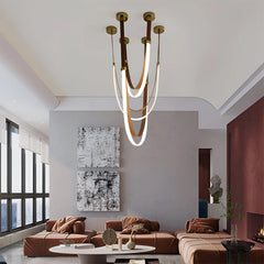 Modern Leather LED Loop Pendant Light