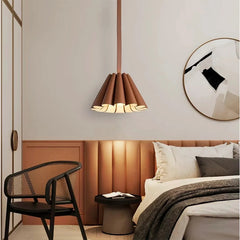 Modern Leather Pleated Pendant Light