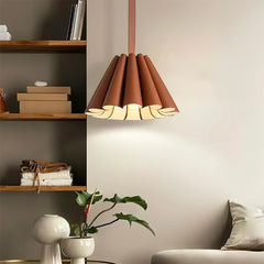 Modern Leather Pleated Pendant Light