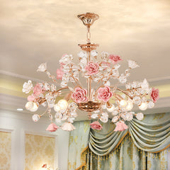 Luxury Rose Crystal Chandelier
