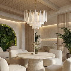 Elegant Marble Copper Chandelier