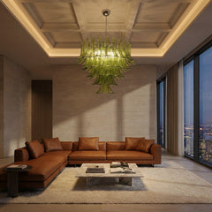 Green Leaf Glass Chandelier