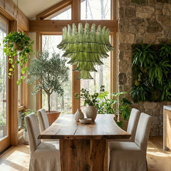 Green Leaf Glass Chandelier