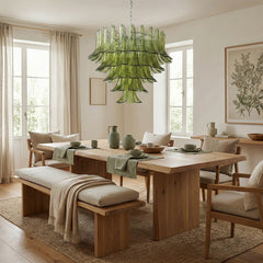 Green Leaf Glass Chandelier