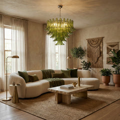 Green Leaf Glass Chandelier