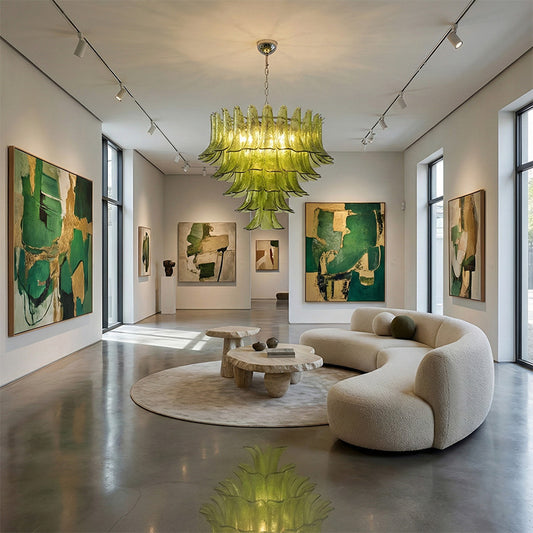 Green Leaf Glass Chandelier
