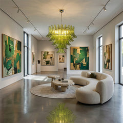 Green Leaf Glass Chandelier